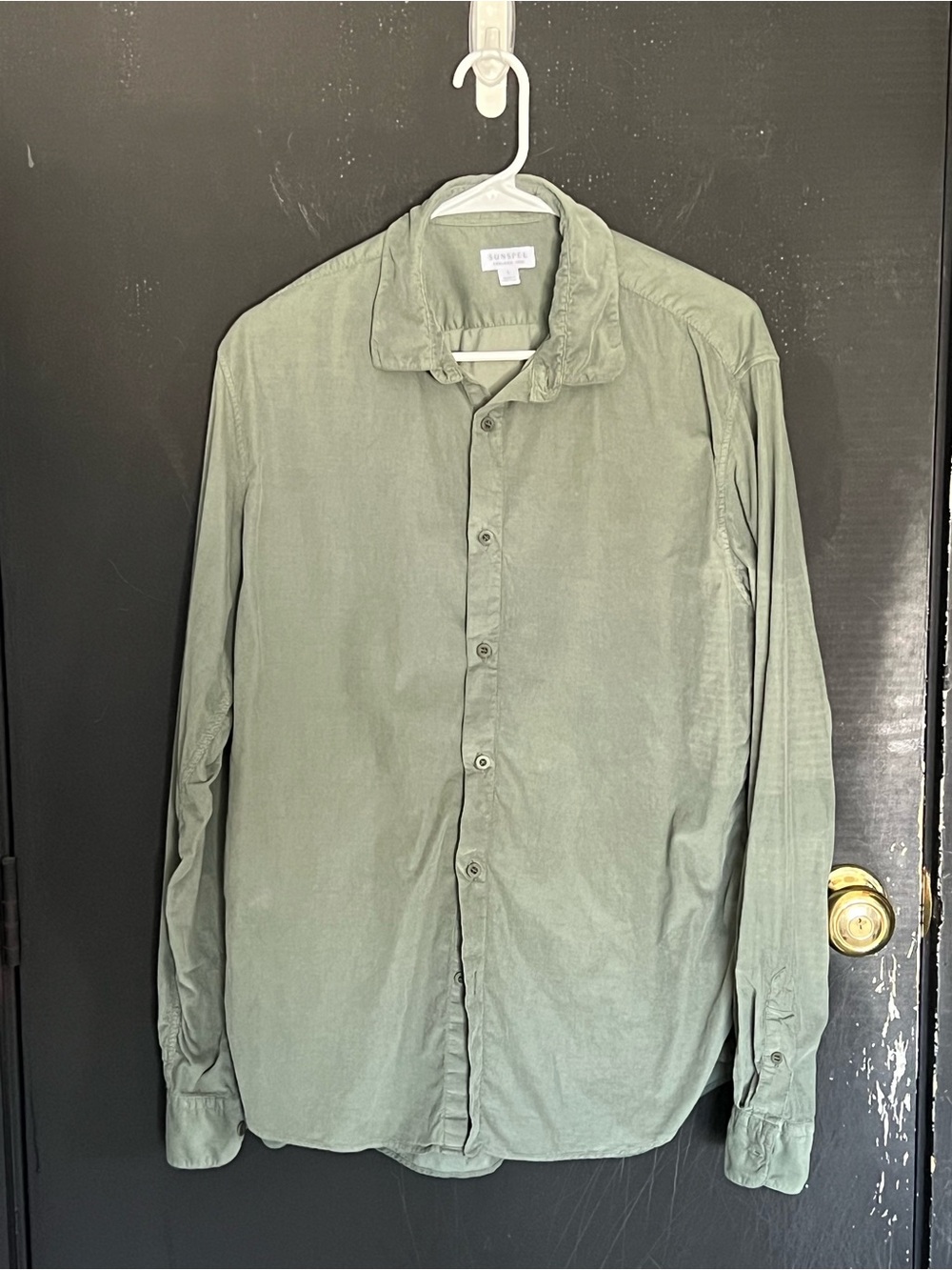 Sunspel green button down shirt Size L SUPER SOFT